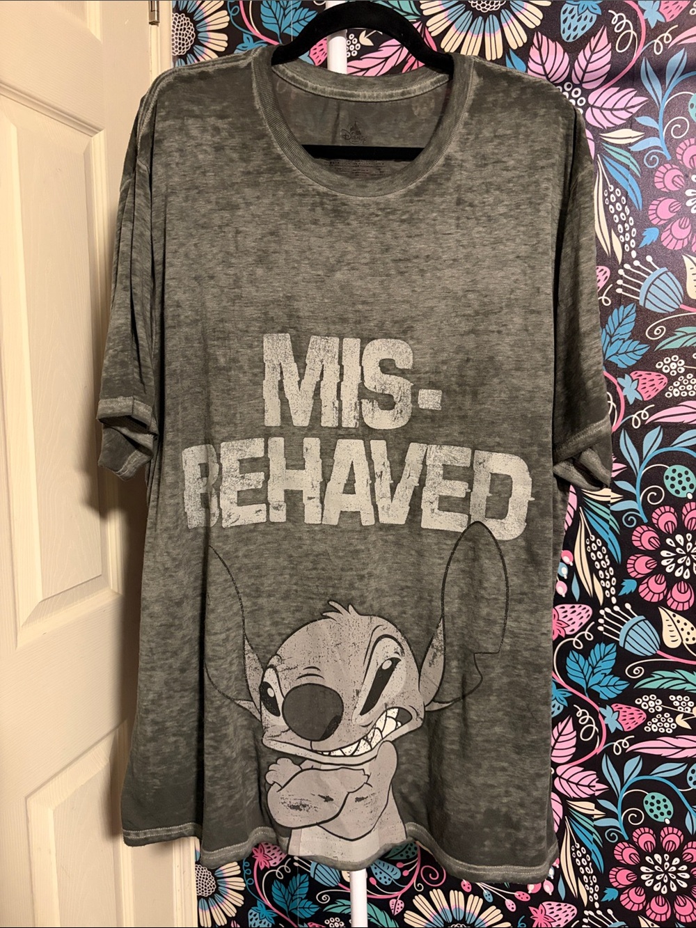 Disney Gray 'Mis-Behaved' Stitch Graphic Short Sleeve Tee